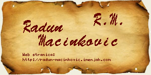 Radun Mačinković vizit kartica
